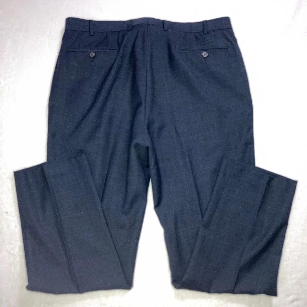 Lauren Ralph Lauren Mens 36x32 Blue 100% Wool Windowpane Dress Pants Trousers